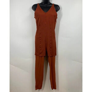 Nike Yoga Women's Lux Jumpsuit Jumper Layered 7/8 Training DA2424-832 Size L‎